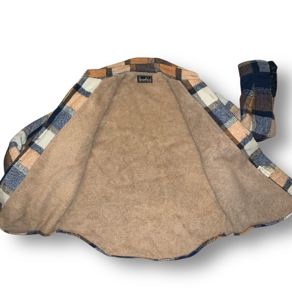 v i n t a g e :: Plaid Wool Lined Barn Coat Shacket Fleece - Picture 7 of 14